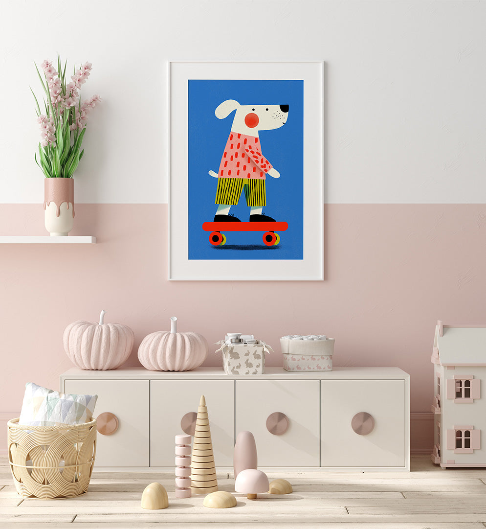 SKATING DOG , KIDS ROOM PAINTINGS