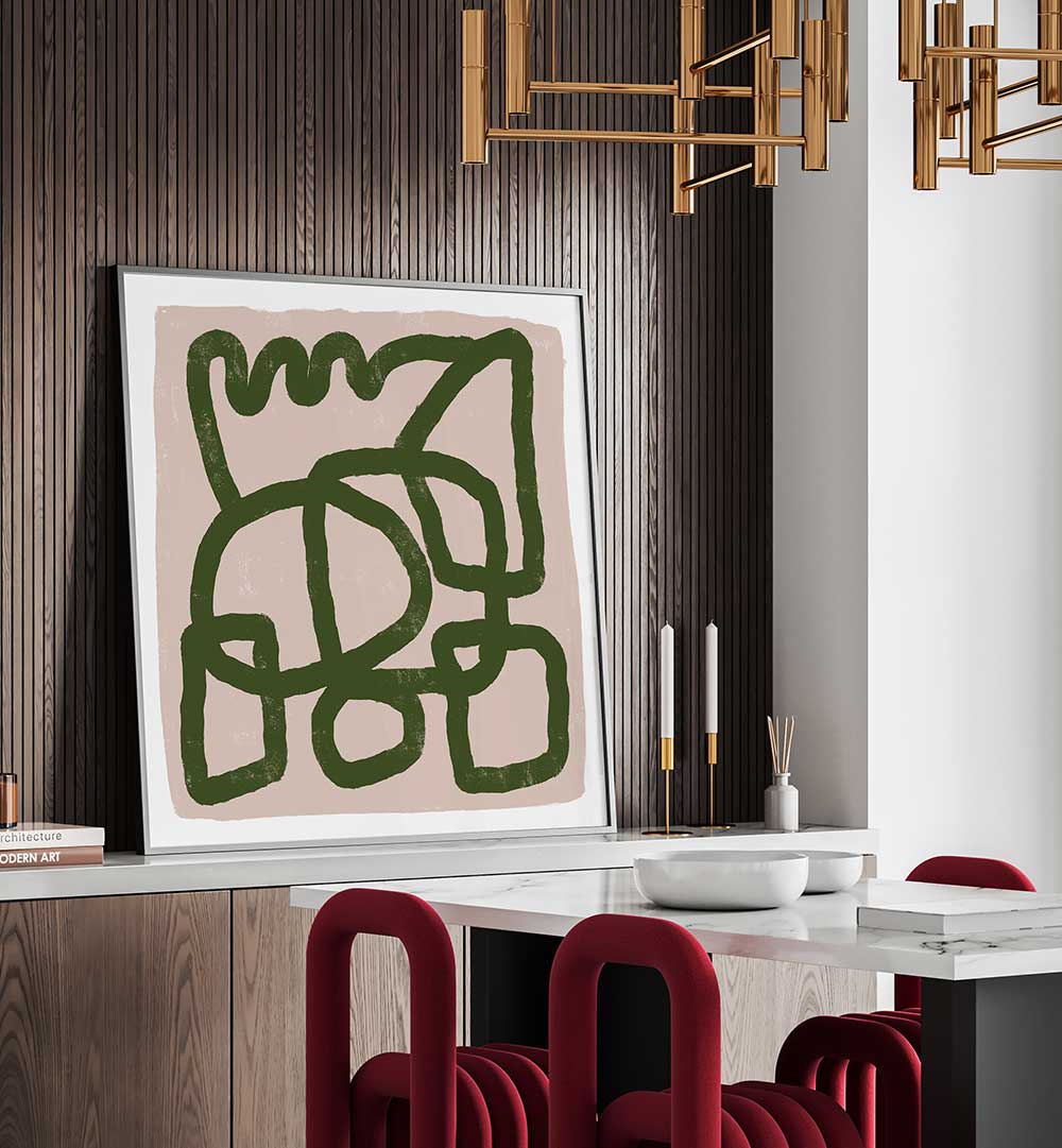 LINE DRAWING GREEN , LINE ART PAINTINGS