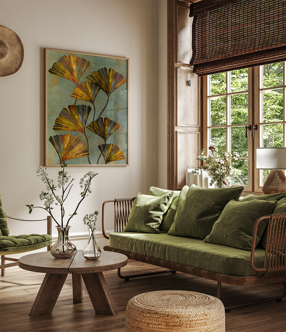 GINKO BILOBA 2 , FLORAL ,FLORAL FLOWER PAINTINGS