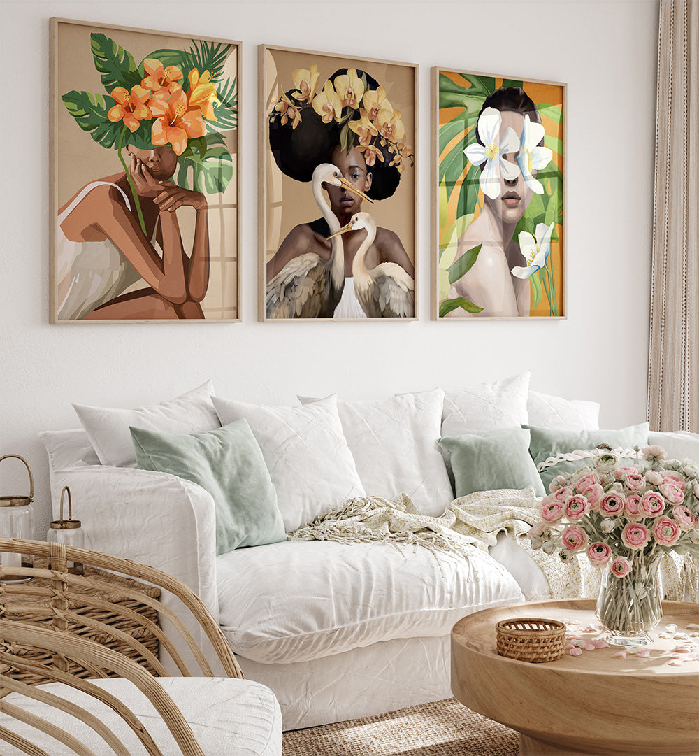 FLORALIA , SET OF 3 PAINTINGS