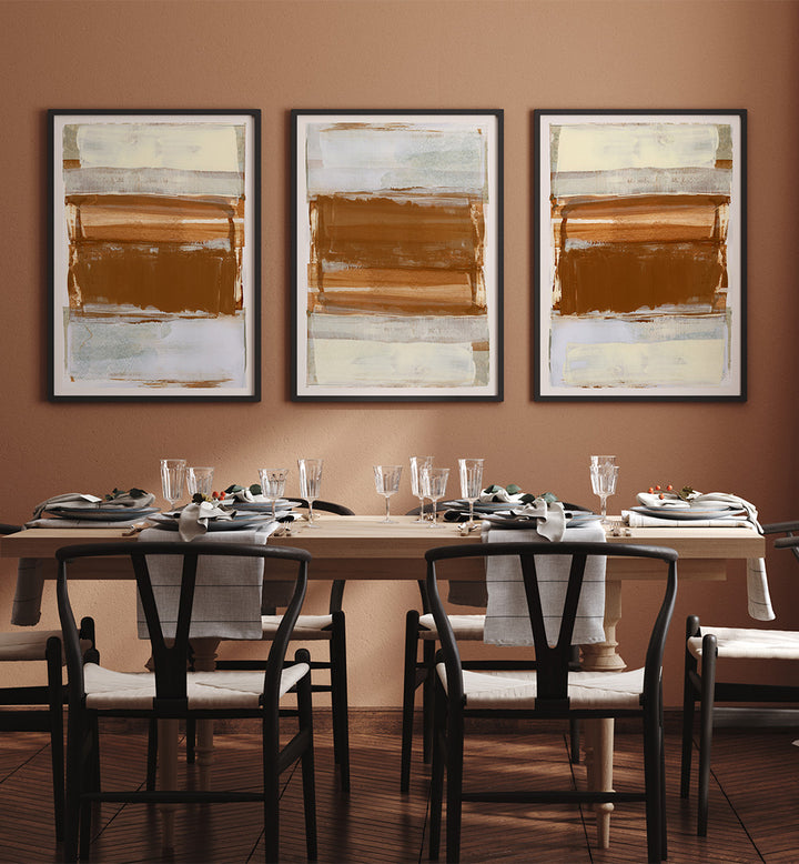 SIENNA STILLNESS , SET OF 3 PAINTINGS