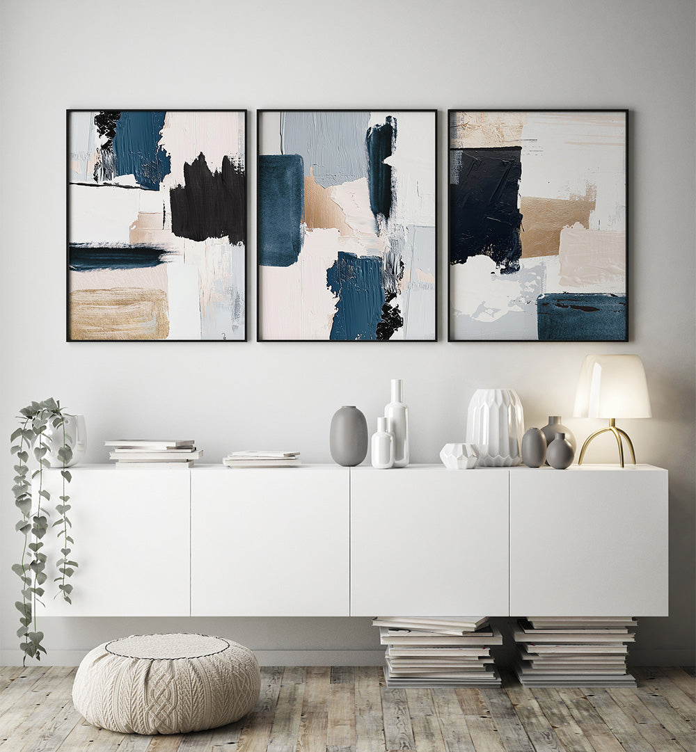 HUSHED TONES , SET OF 3 PAINTINGS