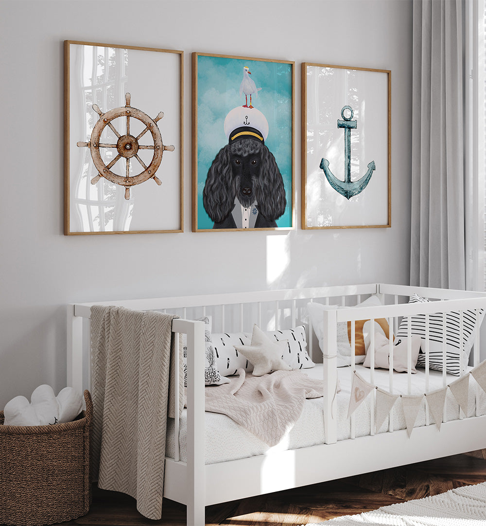 CAPTAIN PAWS , SET OF 3 PAINTINGS