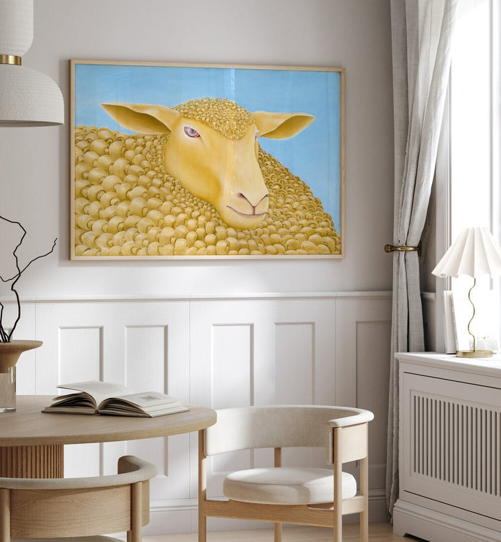 Woolly Mundane, Animal Paintings feature a charming sheep artwork, perfect for animal lovers and art enthusiasts.