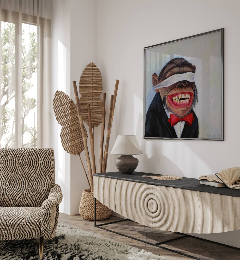 Decorate your space with BLINDFOLDED GRIN, COMIC POSTERS, showcasing vibrant comic art and playful design.