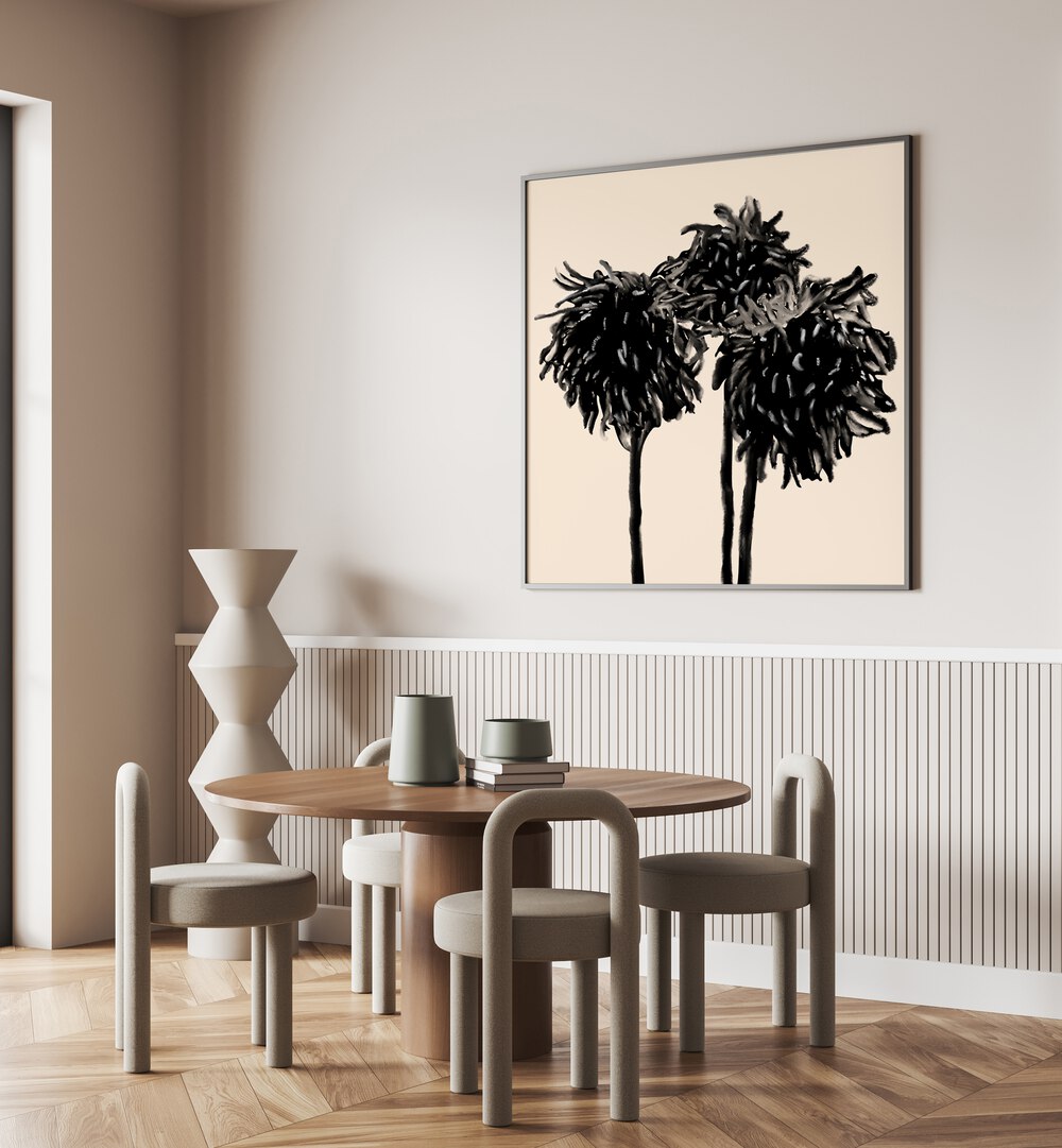 Chrysanthemum Noir, Floral Flower Paintings add elegance to your space with vibrant black and white floral art.