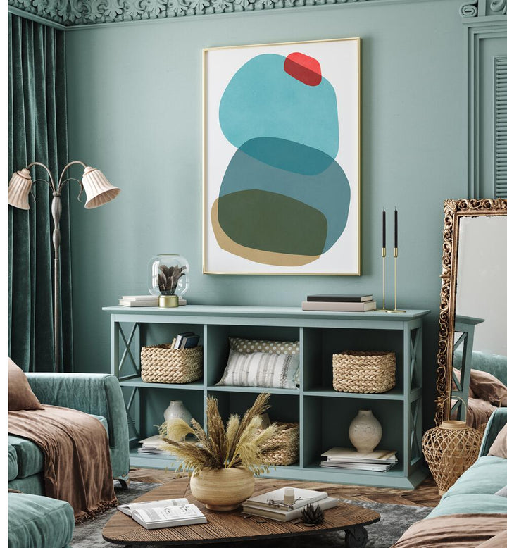 ROCK OVERLAY III, ABSTRACT PAINTINGS beautifully enhances modern interiors with its vibrant, eye-catching design.