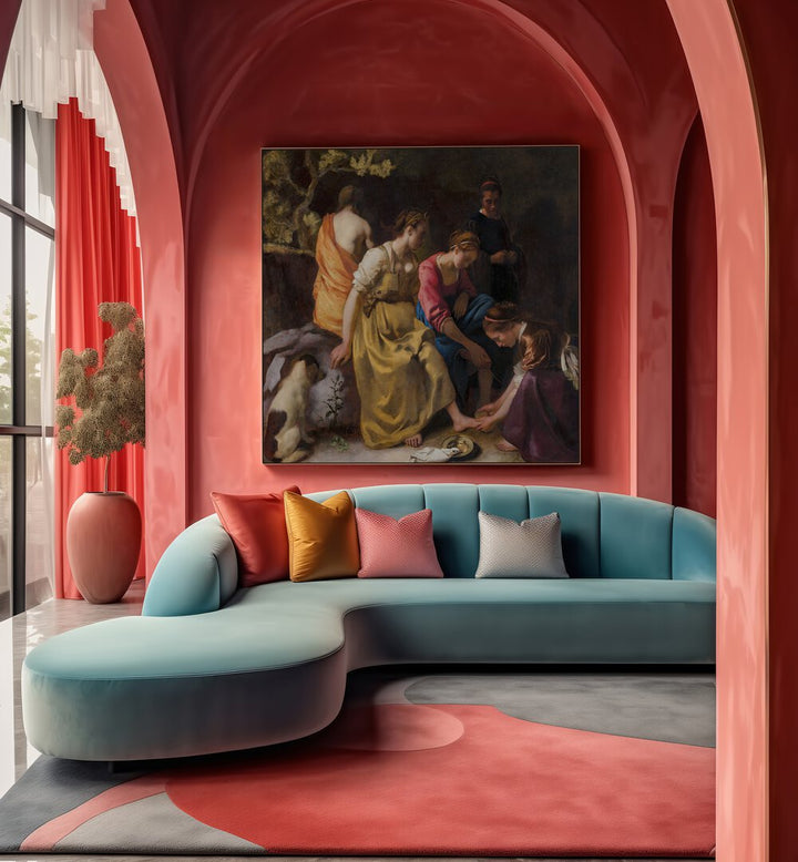 DIANA AND HER NYMPHS , VINTAGE PAINTINGS