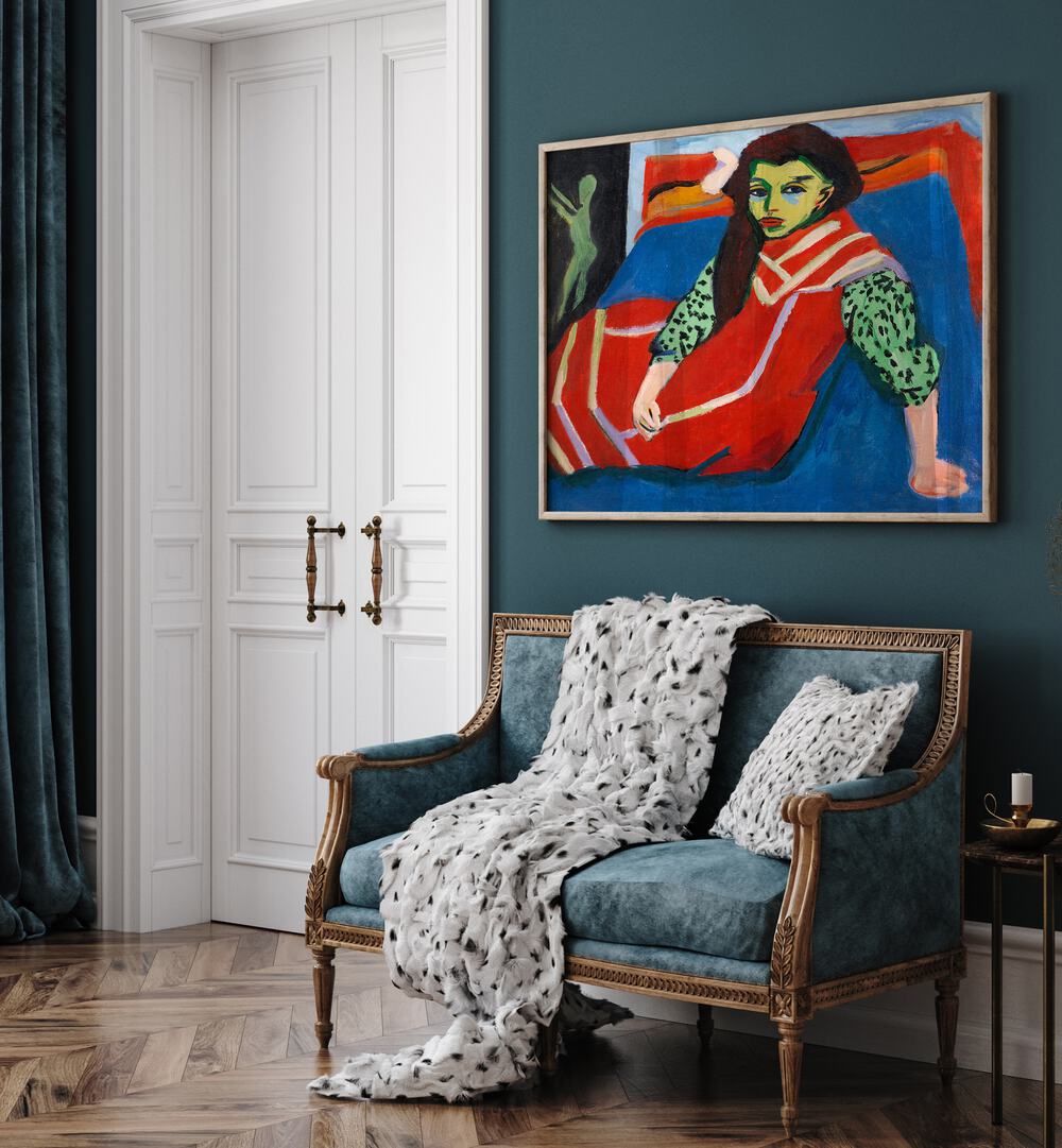 SEATED GIRL (1910) , VINTAGE PAINTINGS
