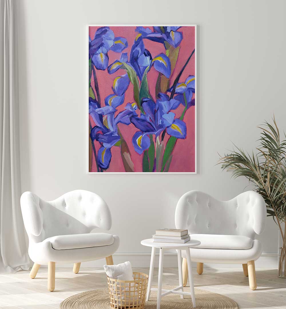 IRISES IV ,  FLORAL FLOWER PAINTINGS