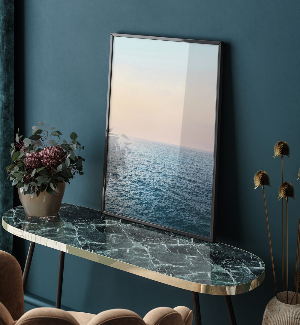 Tranquil PEACEFUL, BEACH PAINTINGS displayed in a stylish interior, perfect for enhancing relaxation at home.