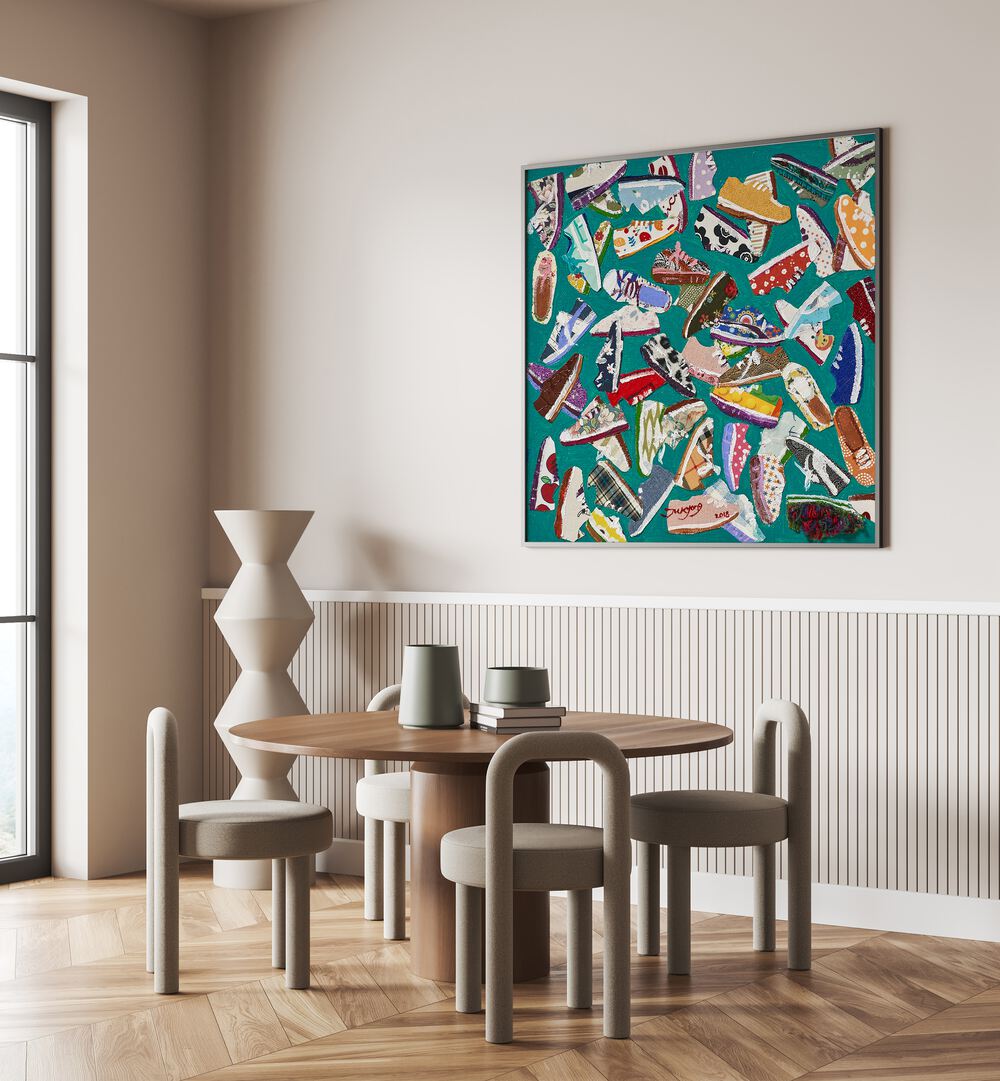 Colorful SHOES, FASHION POSTERS displayed in a stylish room, perfect for enhancing any modern decor.