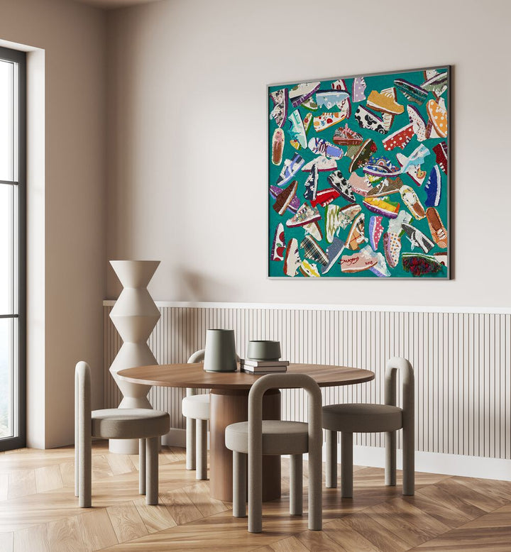 Colorful SHOES, FASHION POSTERS displayed in a stylish room, perfect for enhancing any modern decor.