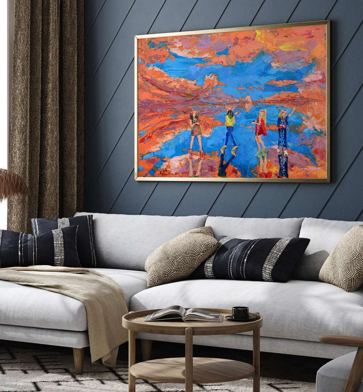 Vibrant SKY FASHION SHOW, PORTRAITS artwork enhances modern living spaces with colorful figurative illustrations.