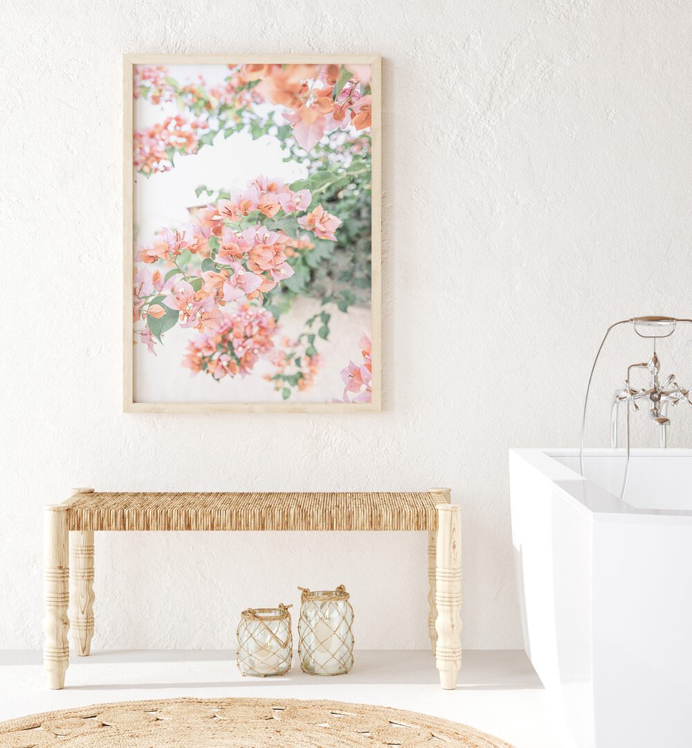 Vibrant PEACH BOUGAINVILLEA, FLORAL FLOWER PAINTINGS, enhancing indoor elegance with delicate peach tones.