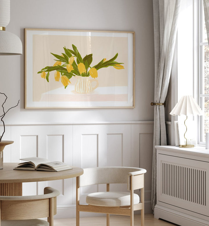 YELLOW TULIPS , FLORAL FLOWER PAINTINGS
