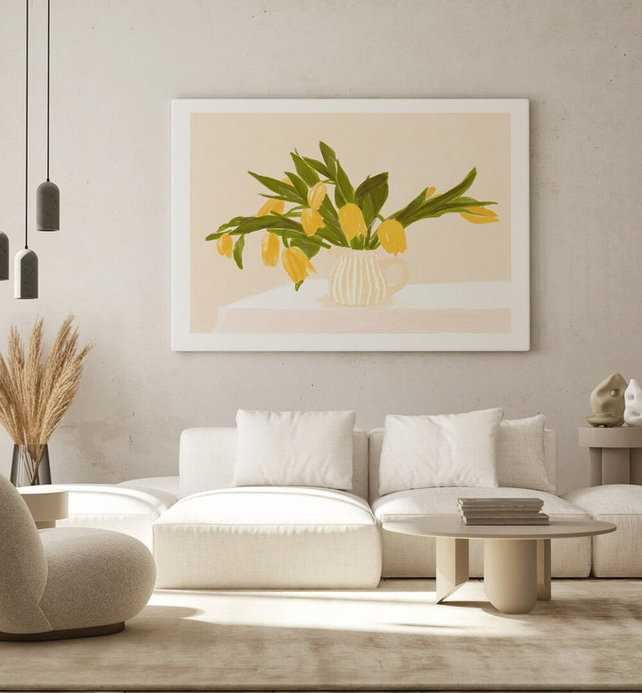 YELLOW TULIPS , FLORAL FLOWER PAINTINGS