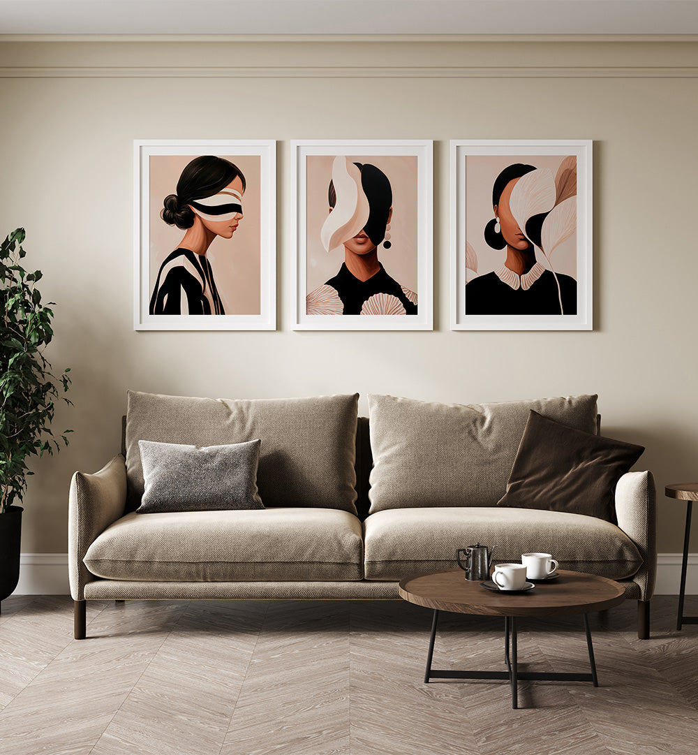 COUTURE WALL , SET OF 3 PAINTINGS