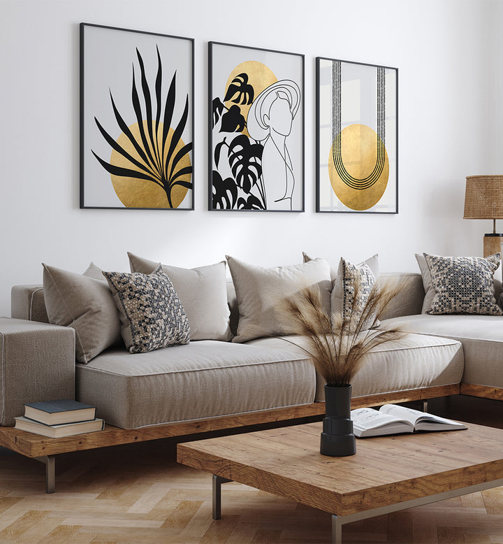 BOHO AURA STILLNESS , SET OF 3 PAINTINGS