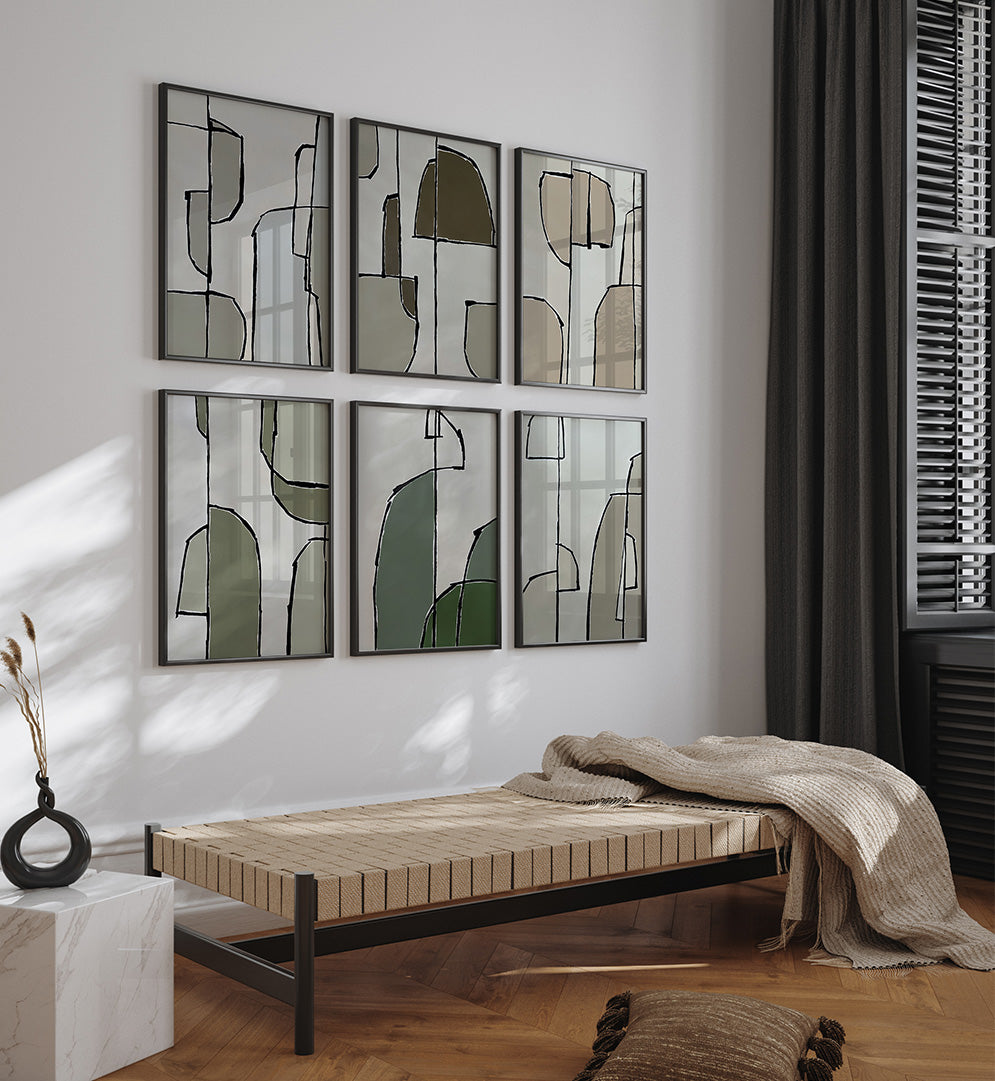 ORGANIC LINE SERIES SET , SET OF 6 PAINTINGS