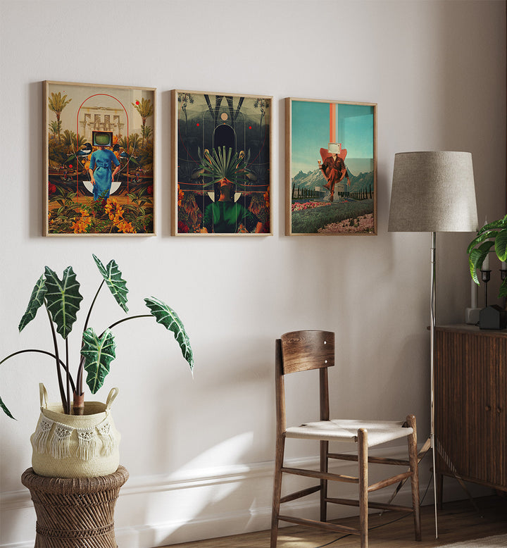 TELE-VISIONARY SET , SET OF 3 PAINTINGS