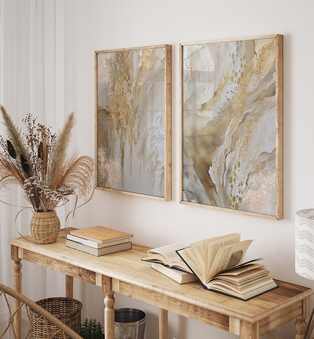 GOLDEN STILLNESS , SET OF 2 PAINTINGS