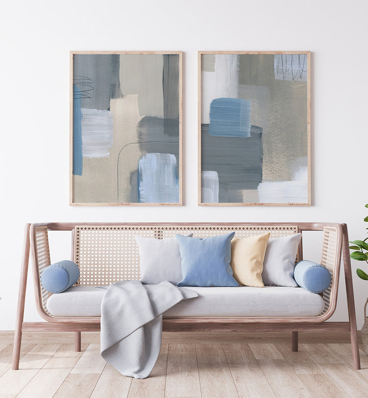 BLUE HAZE , SET OF 2 PAINTINGS