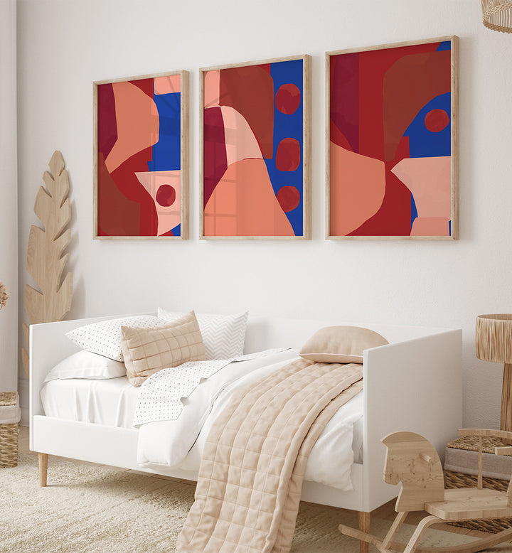 EMBER BLUE , SET OF 3 PAINTINGS