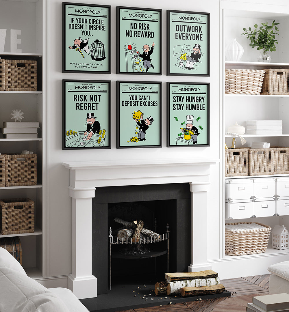 HUSTLE MONOPOLY , SET OF 6 PAINTINGS