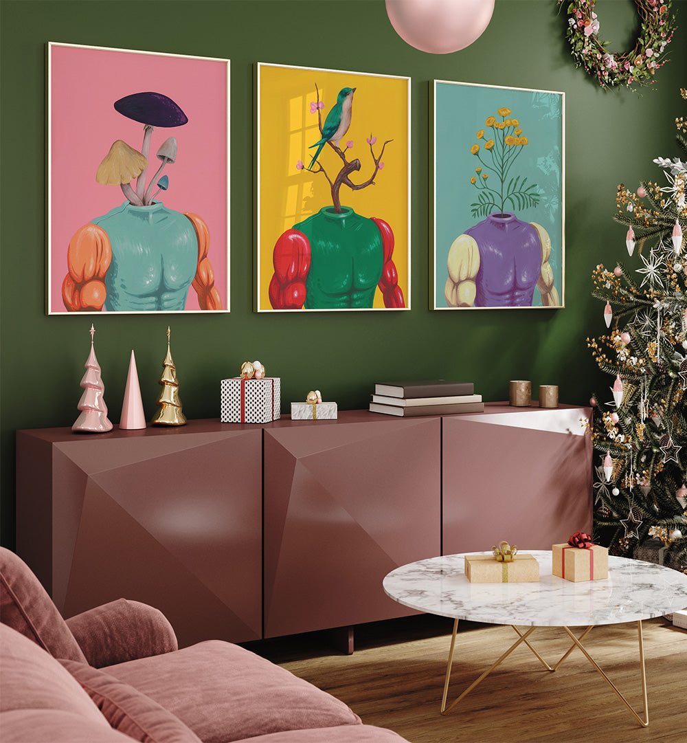 BOTANICAL SOULS SET , SET OF 3 PAINTINGS