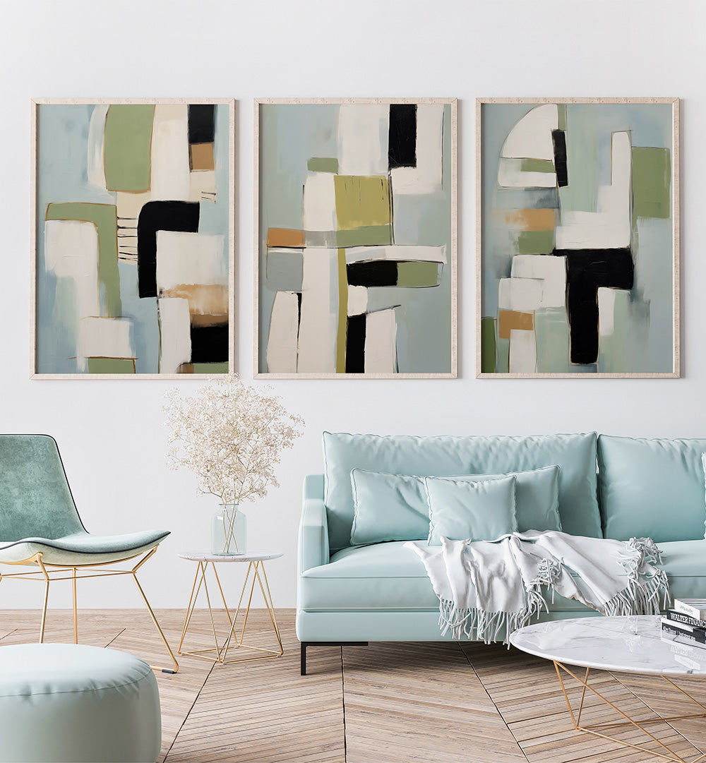 EUCALYPTUS FLOW , SET OF 3 PAINTINGS