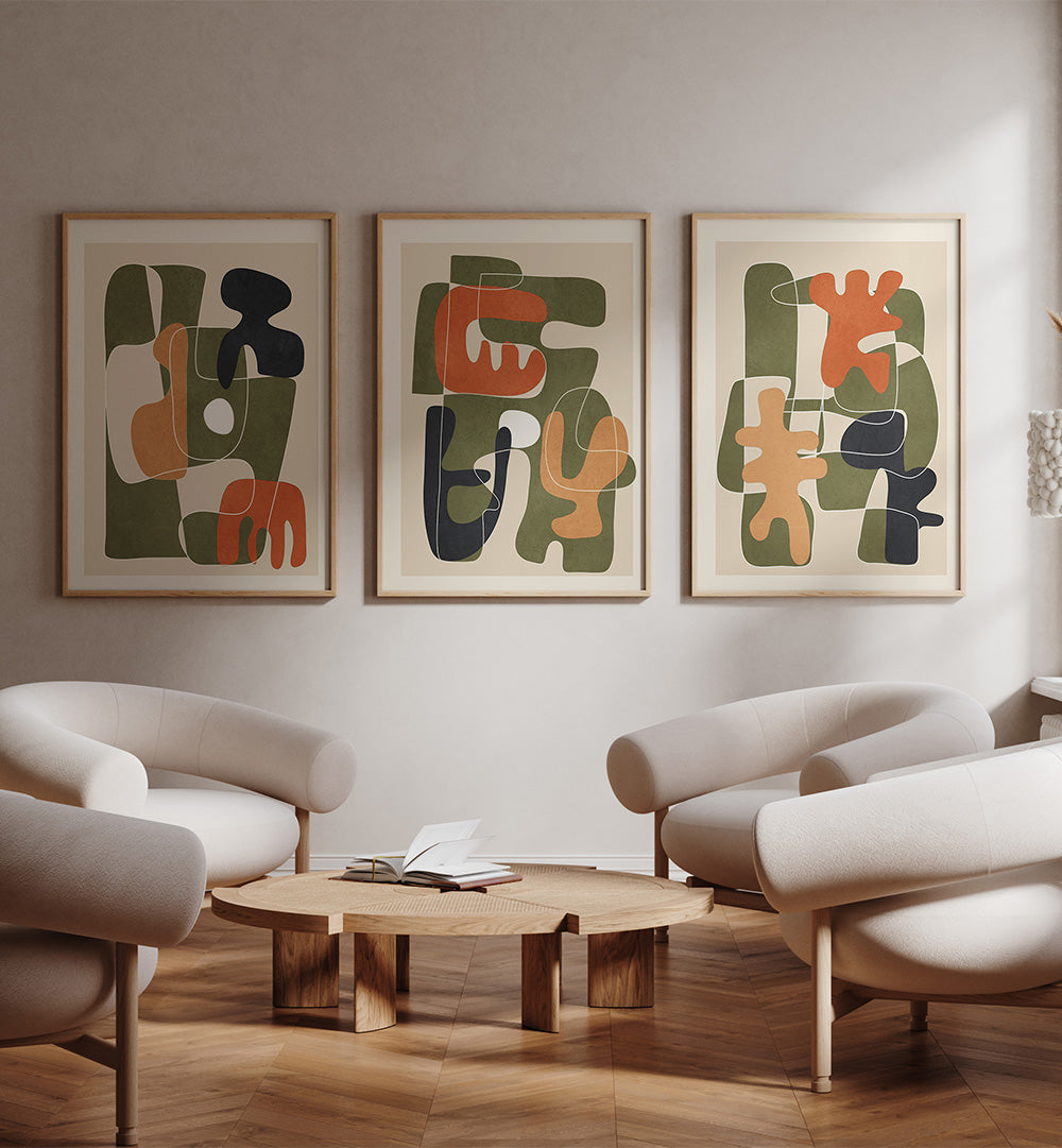 CALM CONSTRUCTS , SET OF 3 PAINTINGS
