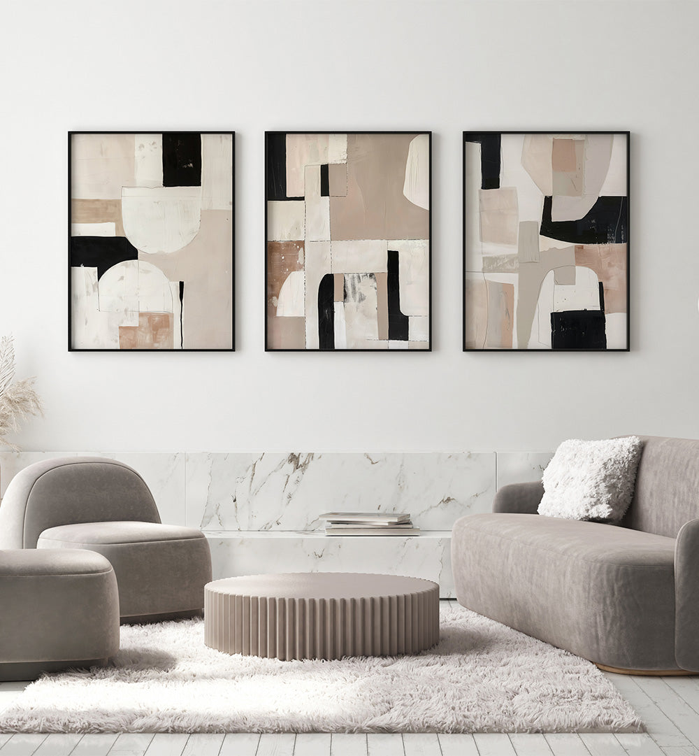 STUDIO NEUTRAL , SET OF 3 PAINTINGS