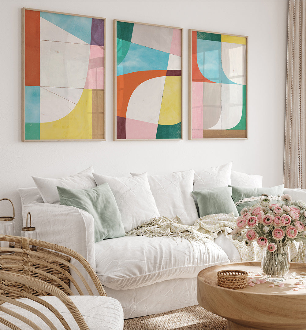 CURVE THEORY , SET OF 3 PAINTINGS