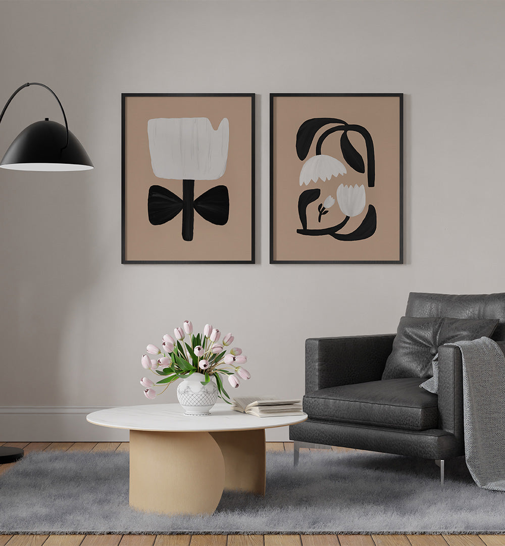 SHADOW BLOOMS SET , SET OF 2 PAINTINGS