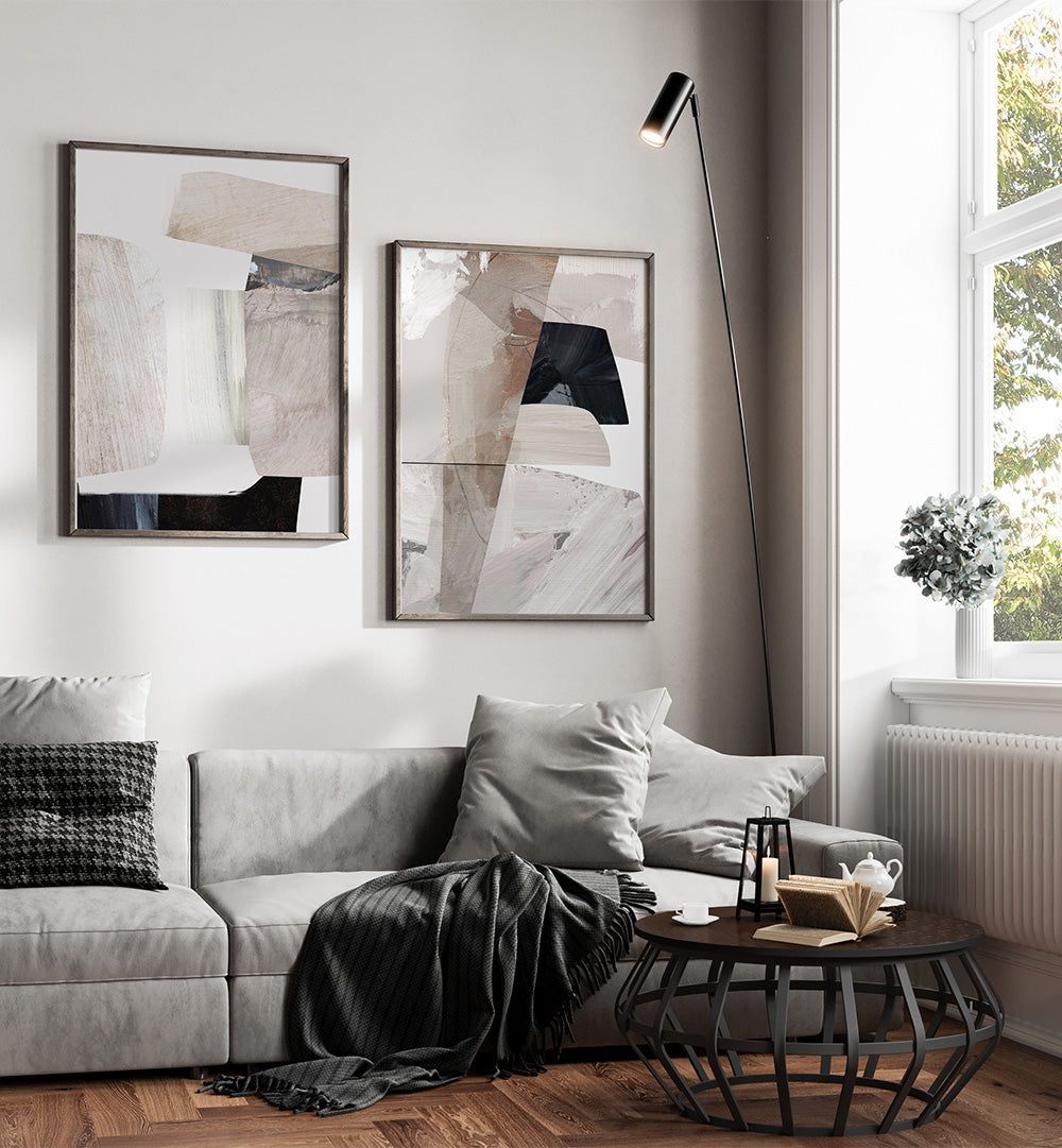 CONCRETE LOFT SET , SET OF 2 PAINTINGS