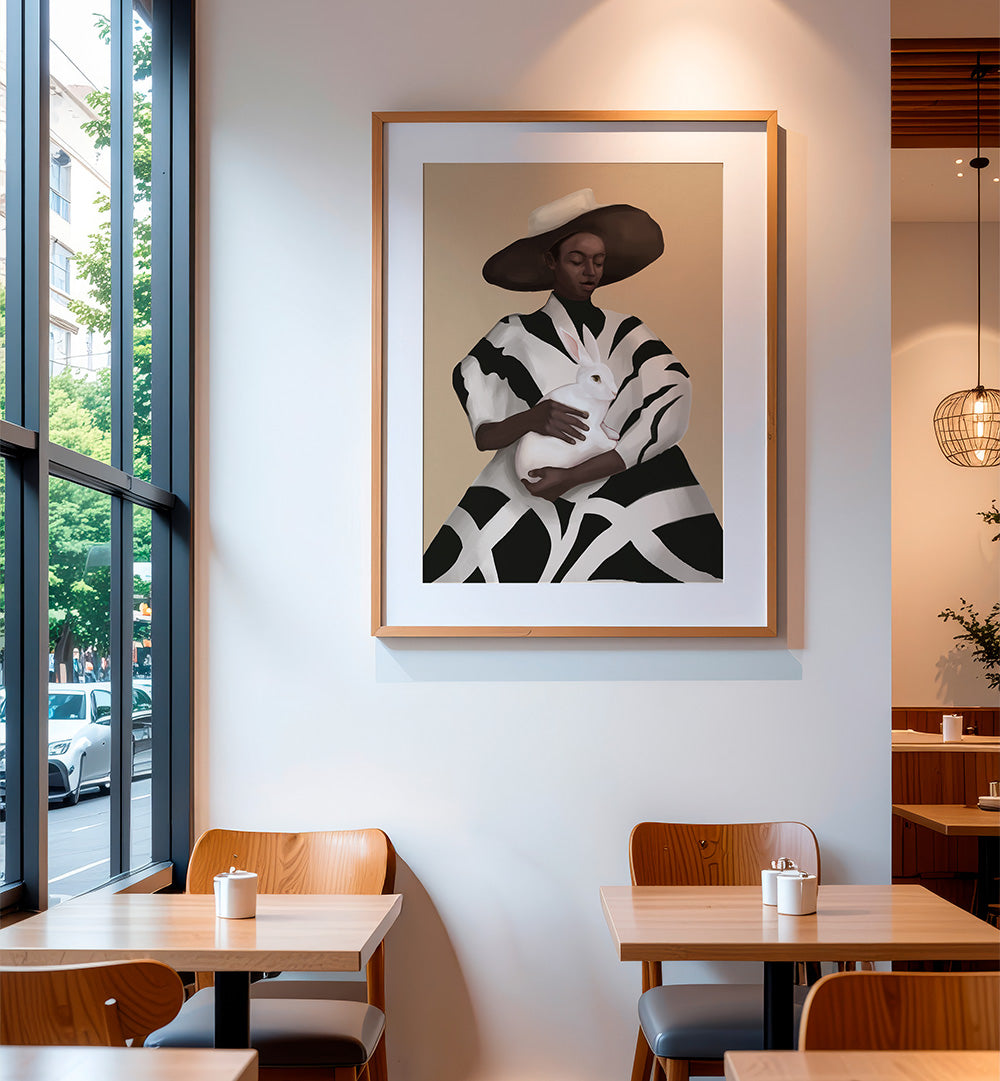 WOMAN IN STRIPES, SURREAL ART PRINTS