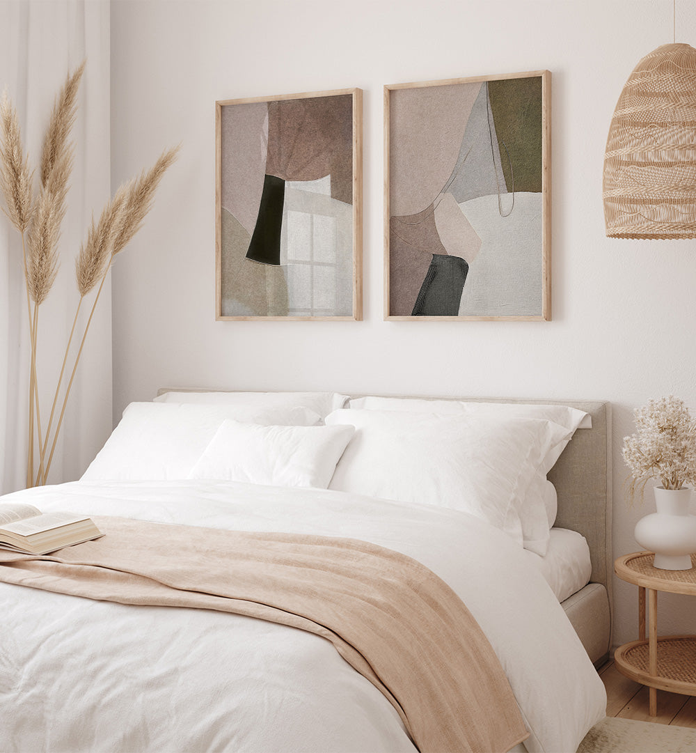 HUSHED ABSTRACTION SET , SET OF 2 PAINTINGS