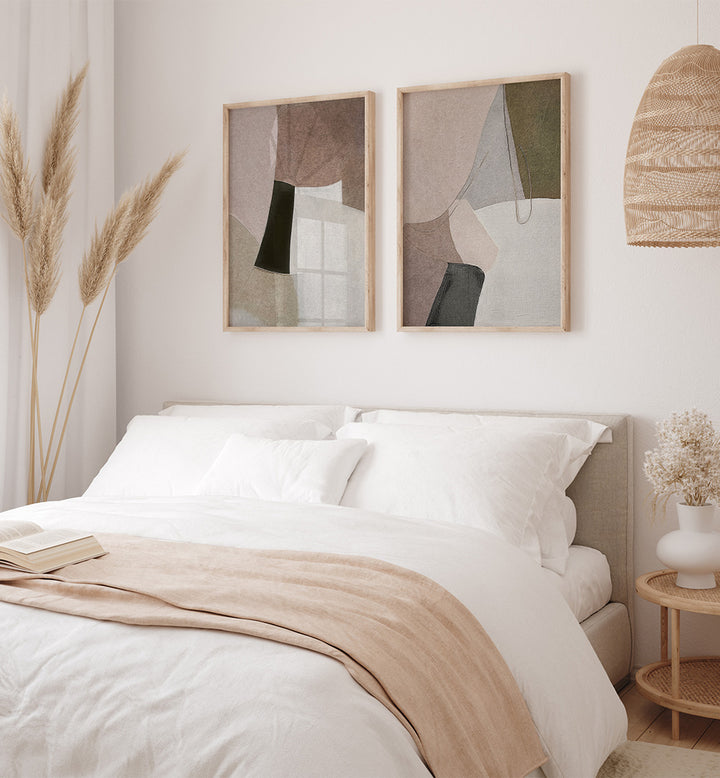 HUSHED ABSTRACTION SET , SET OF 2 PAINTINGS