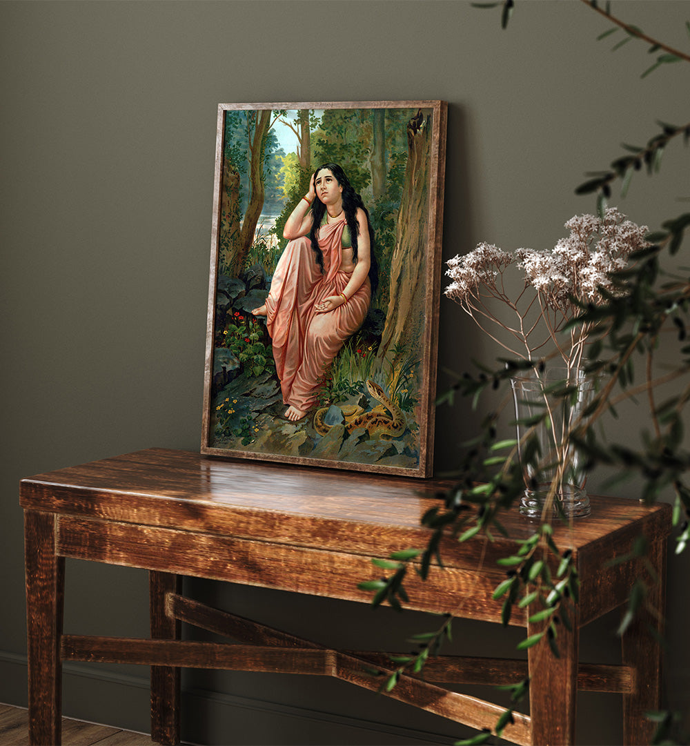 DAMAYANTI VANAVASA , INDIAN ART PAINTINGS