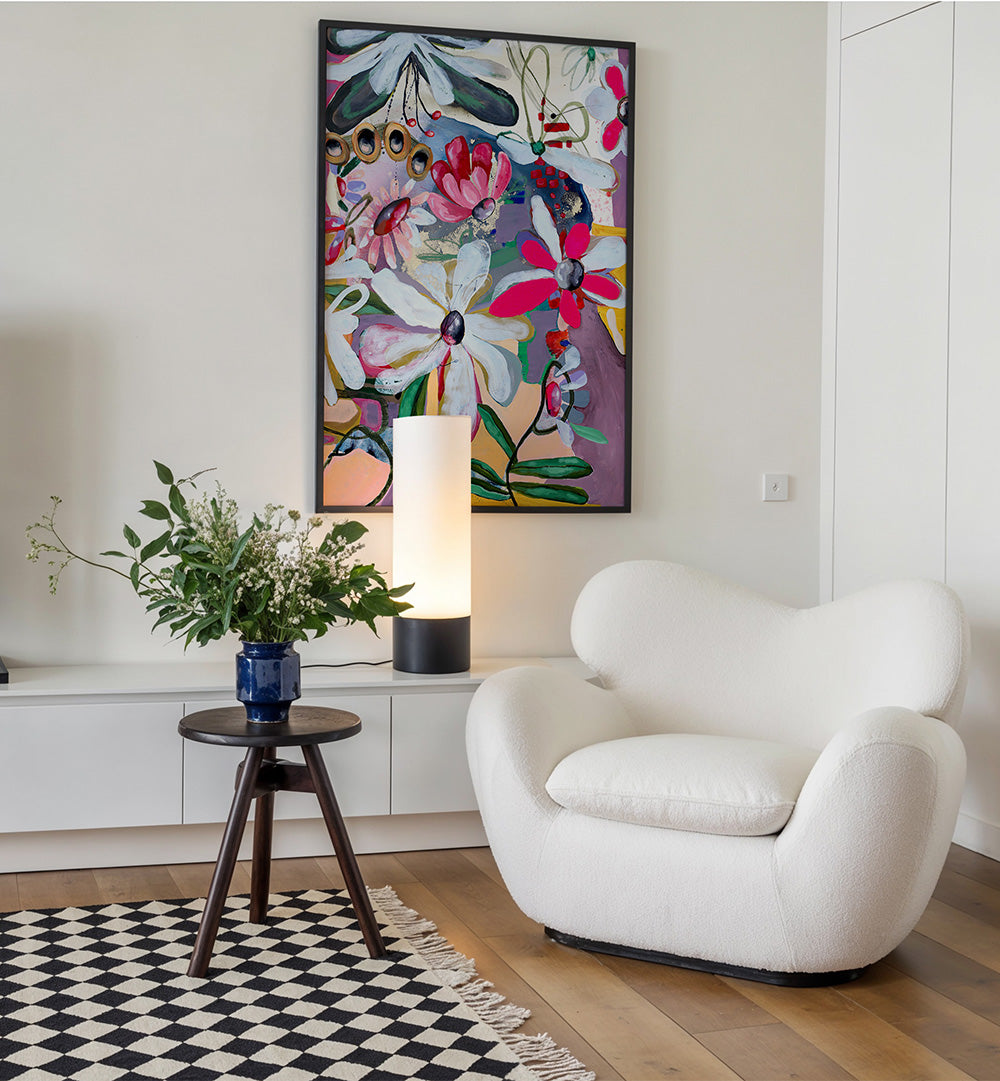 BOLD PINK AND WHITE PETALS , FLORAL FLOWER PAINTINGS