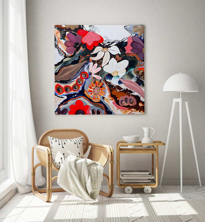 COLORFUL FLORAL WHIRLWIND , FLORAL FLOWER PAINTINGS