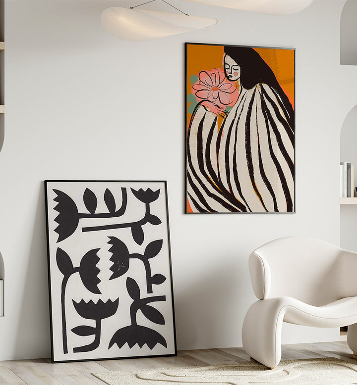 OCHRE MUSE SET , SET OF 2 PAINTINGS