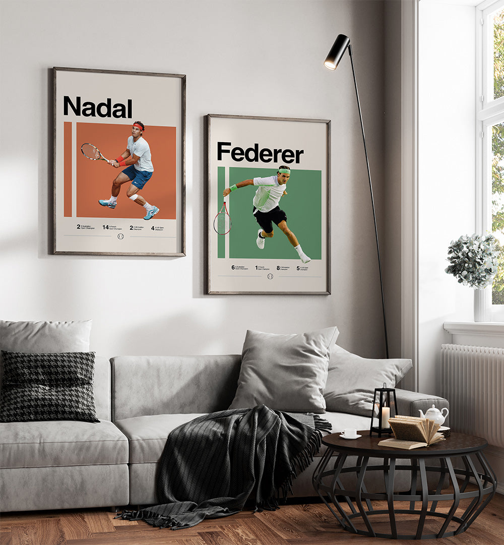 GOLDEN ERA OF TENNIS SET , SET OF 2 PAINTINGS