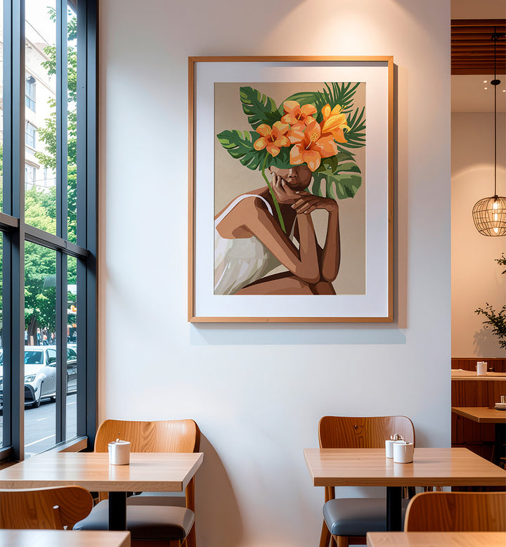 WOMAN WITH LEAVES, SURREAL ART PRINTS