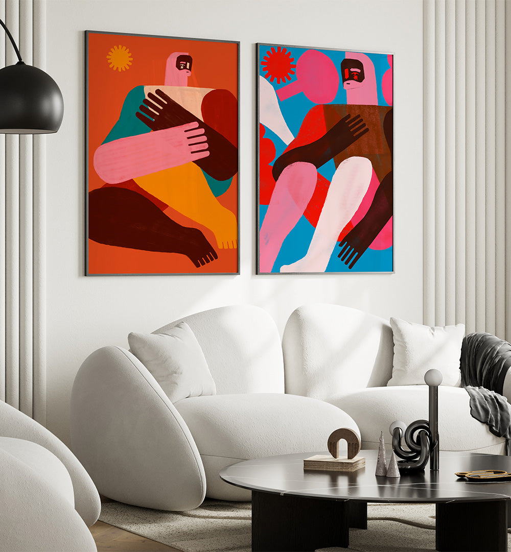 HUMAN FORMS SET , SET OF 2 PAINTINGS