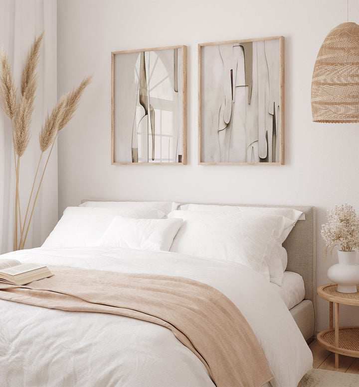 VEILED FORMS SET , SET OF 2 PAINTINGS