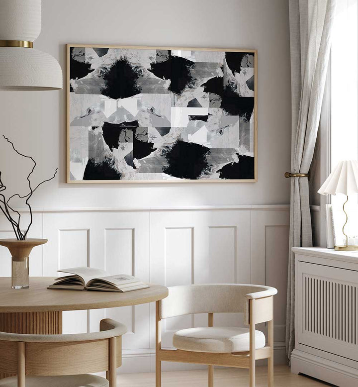 Enhance your decor with GENTLE NIGHT, ABSTRACT PAINTINGS featuring a striking blend of colors and shapes.