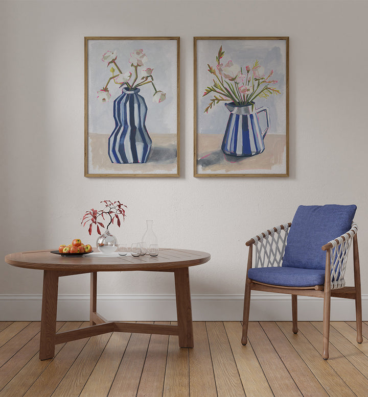 VESSELS IN BLOOM SET , SET OF 2 PAINTINGS