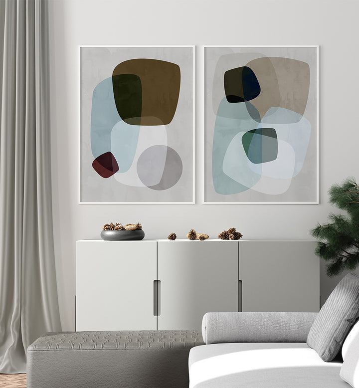 MARBLE MEADOW SET , SET OF 2 PAINTINGS